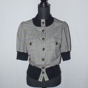 Grey and Red Bisou Bisou Bomber Jacket